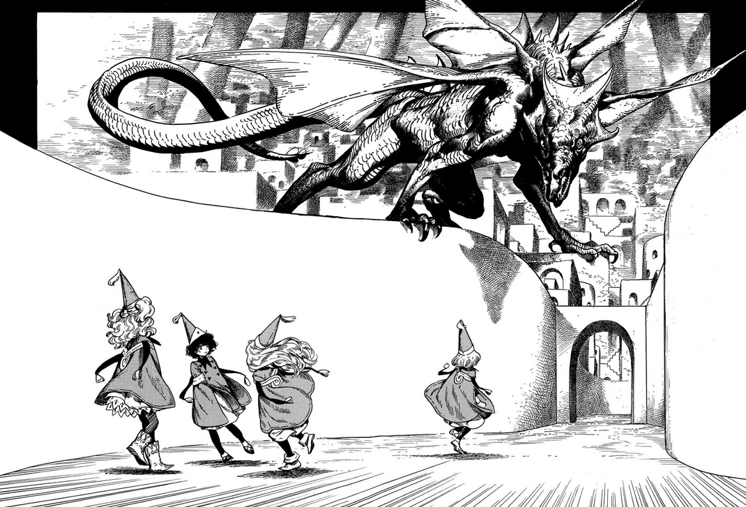 It depicts a scene from the Draconic Labyrinth Arc,
